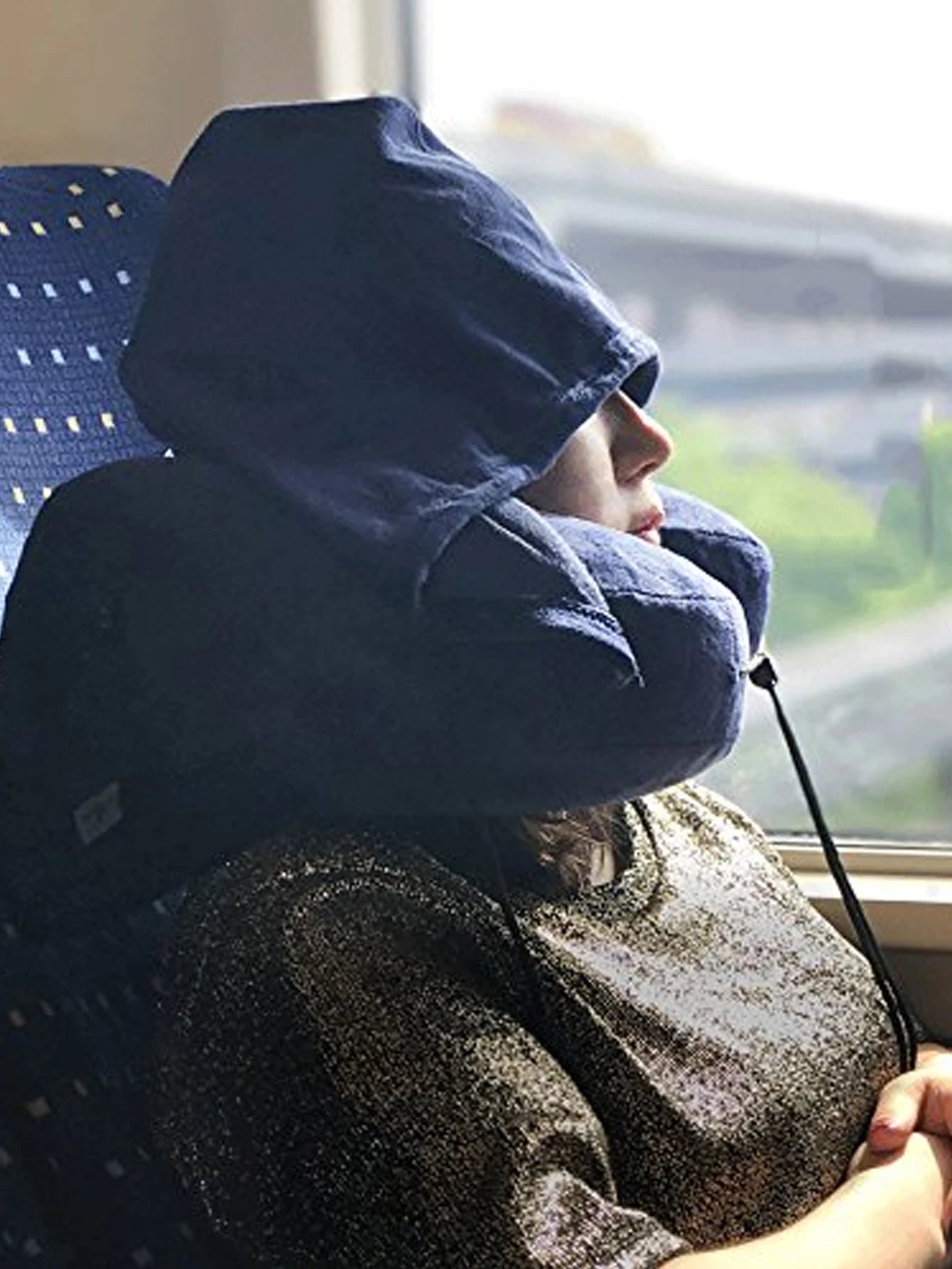 Inflatable Neck Pillow with Hoodie