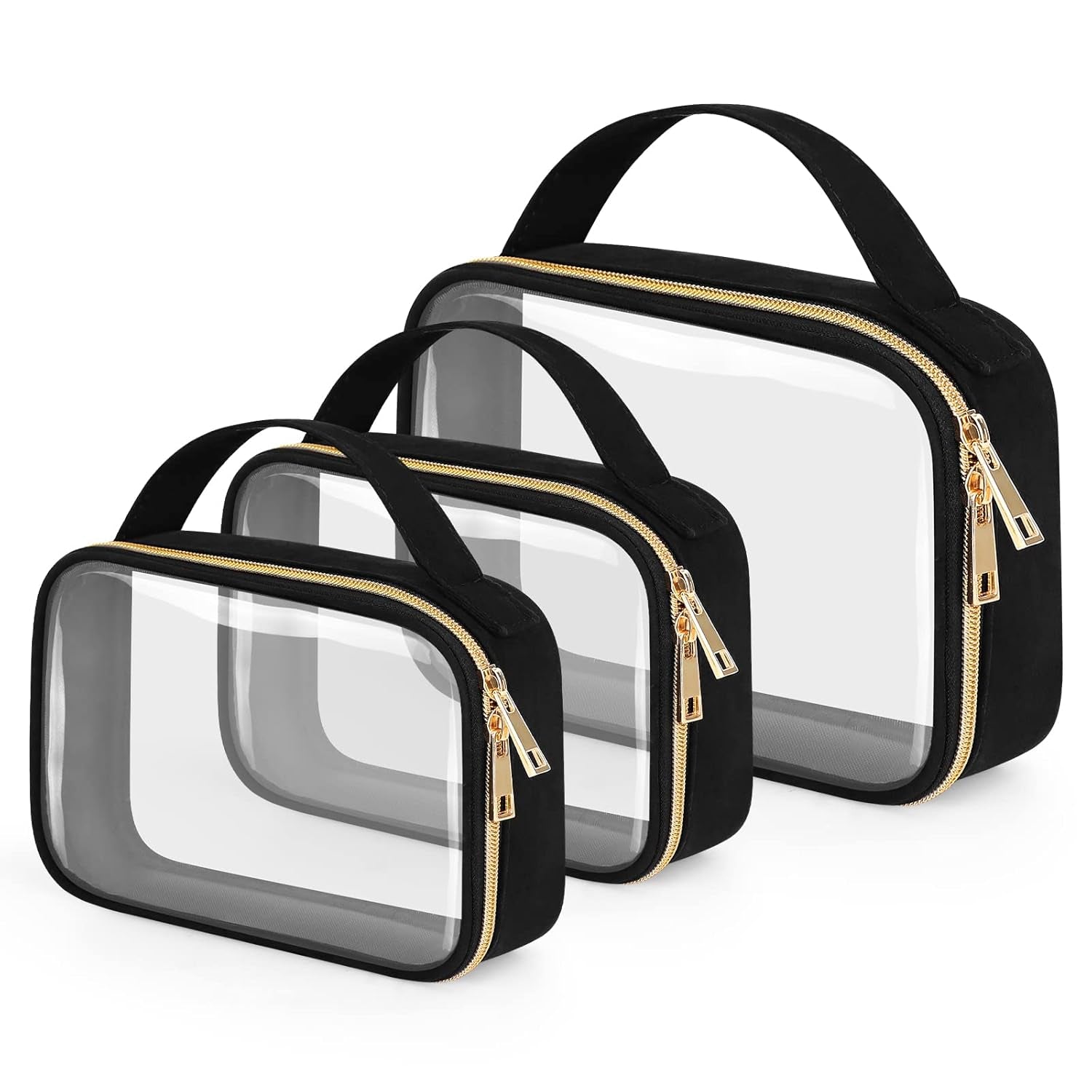 Clear Toiletry Bags – 3 Pack with Handles – Travel Smart