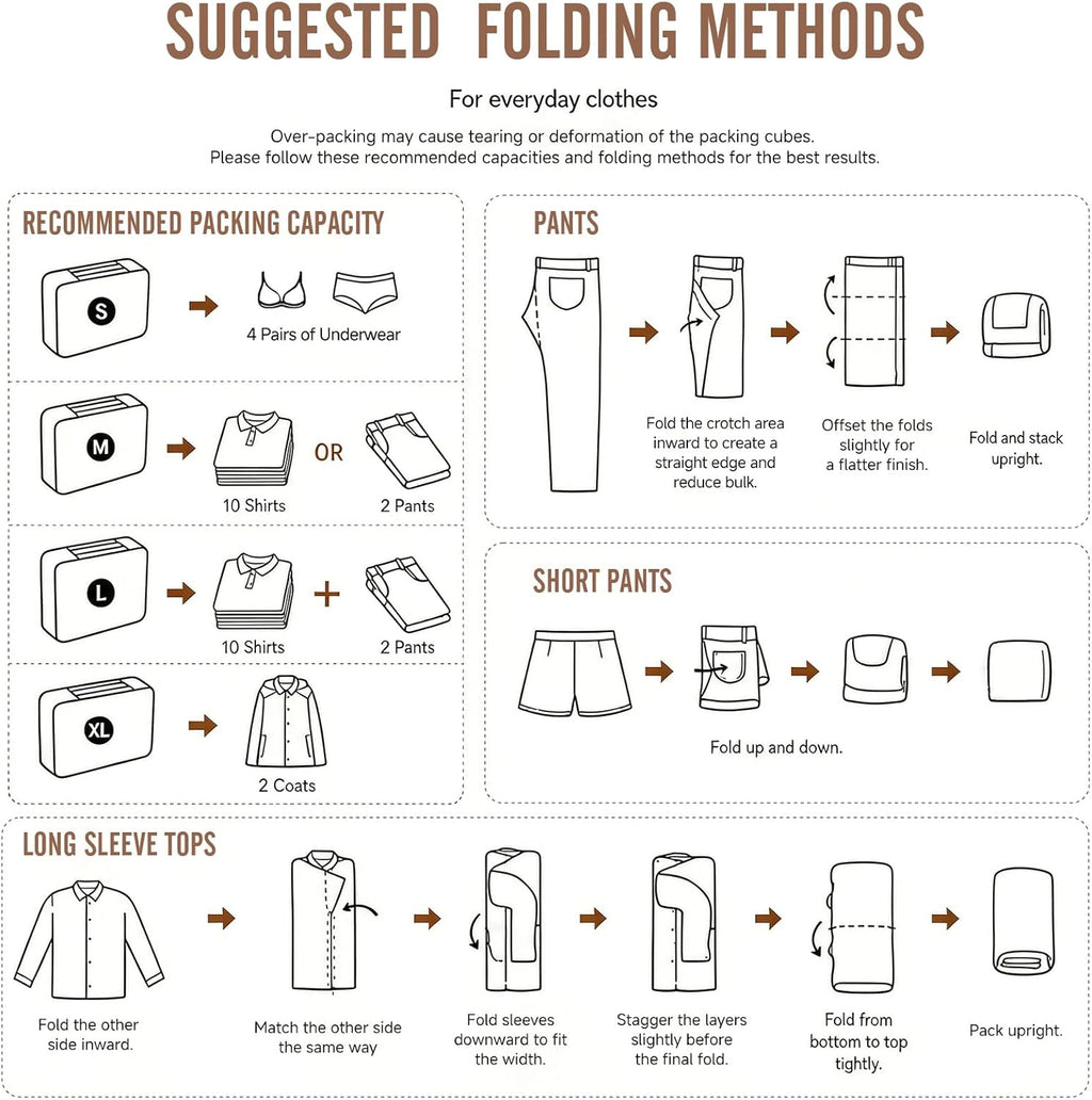6 Set Packing Cubes for Travel Essentials,Anti-Wrinkle Buckled Suitcase Organizer for Shoe & Toiletry Bag,Carry on Luggage Bag for Airplane & College Dorm Room Accessories,Women Men Gifts