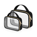 Clear Toiletry Bag, 2 Pack Clear Makeup Bags with Handles, PVC Cosmetic Bags for Women and Men, Large Opening Toiletry Bags, Black