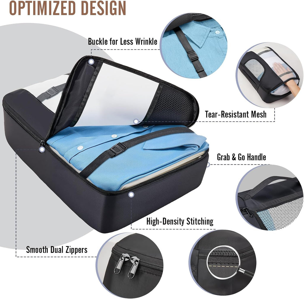 6 Set Packing Cubes for Travel Essentials,Anti-Wrinkle Buckled Suitcase Organizer for Shoe & Toiletry Bag,Carry on Luggage Bag for Airplane & College Dorm Room Accessories,Women Men Gifts