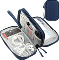 Electronic Organizer Travel Cable Accessories Bag, Double Layer Tech Pouch Accessories Carry Case, Travel Essentials for Cable, Cord, Charger, Phone, Power Bank, Earphone (Navy Blue, Large)