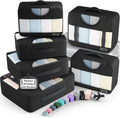 6 Set Packing Cubes for Travel Essentials,Anti-Wrinkle Buckled Suitcase Organizer for Shoe & Toiletry Bag,Carry on Luggage Bag for Airplane & College Dorm Room Accessories,Women Men Gifts